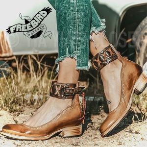 Freebird Moana SZ 12 Low Stacked Heel Ankle Strap Leather Mary Jane Shoes NWB